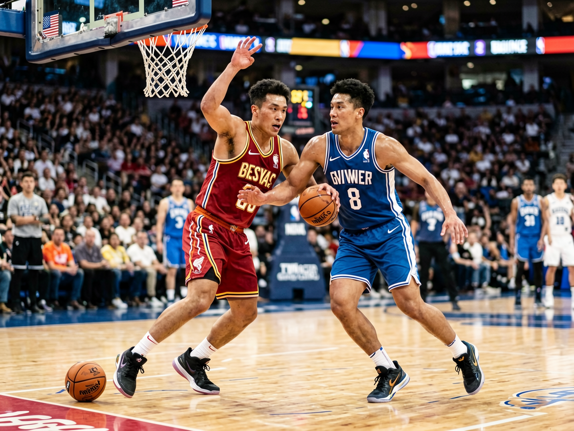 篮球赛场激烈对抗瞬间，NBA与CBA数据追踪